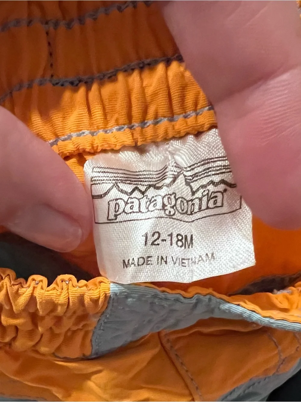 Patagonia Colorblock Swim Shorts - Orange/Light Blue/Navy
